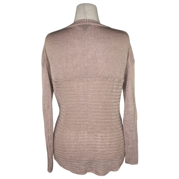 J.Crew 100% Linen Taupe Knit Sweater Women’s Medium Lightweight Pullover - Picture 3 of 7